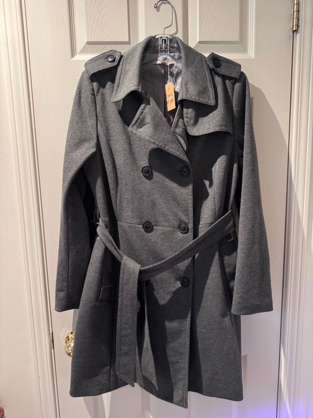 GAP Women's Double-Breasted Trench Coat - Charcoal Gray